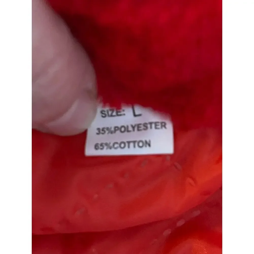 Red Fluffy Jacket Cape Coat Little Girls Pom Poms Flowers No brand Size Large
